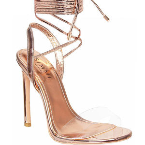 Ella Rose Gold Clear Lace Up Heels